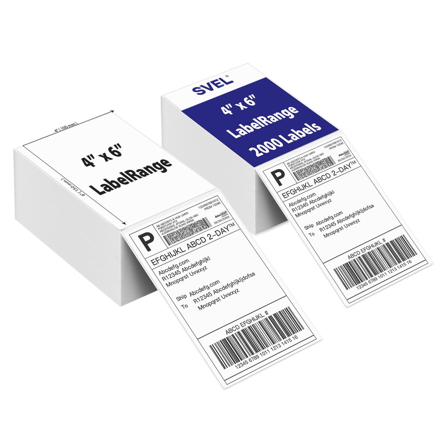 Svel Fanfold 4"x6" Direct Thermal Labels White Perforated Shipping Labels,1 Stack,Total 2000