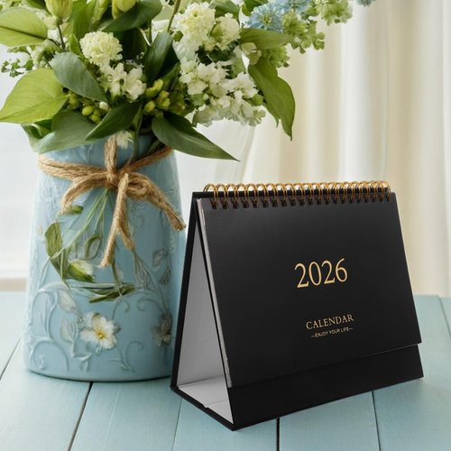 NUOBESTY Desk Calendar, 2025-2026 18 Months English Standing Flip Desktop Calendar Small Desk Calendars with Holiday for Office Home (July 2025-December 2026)