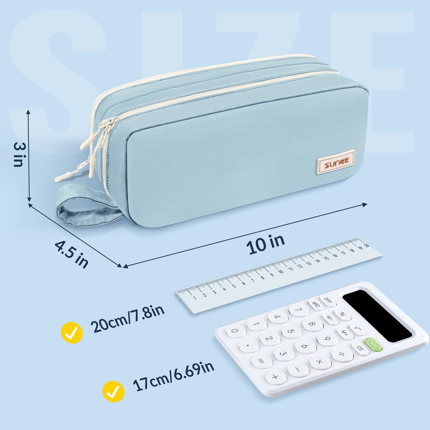 SUNEE Pencil Case, Large Capacity Pencil Pouch, Aesthetic Pen Bag Office Stationery Organizer Simple Sturdy Multifunctional for Teen Girls Women Men, Black