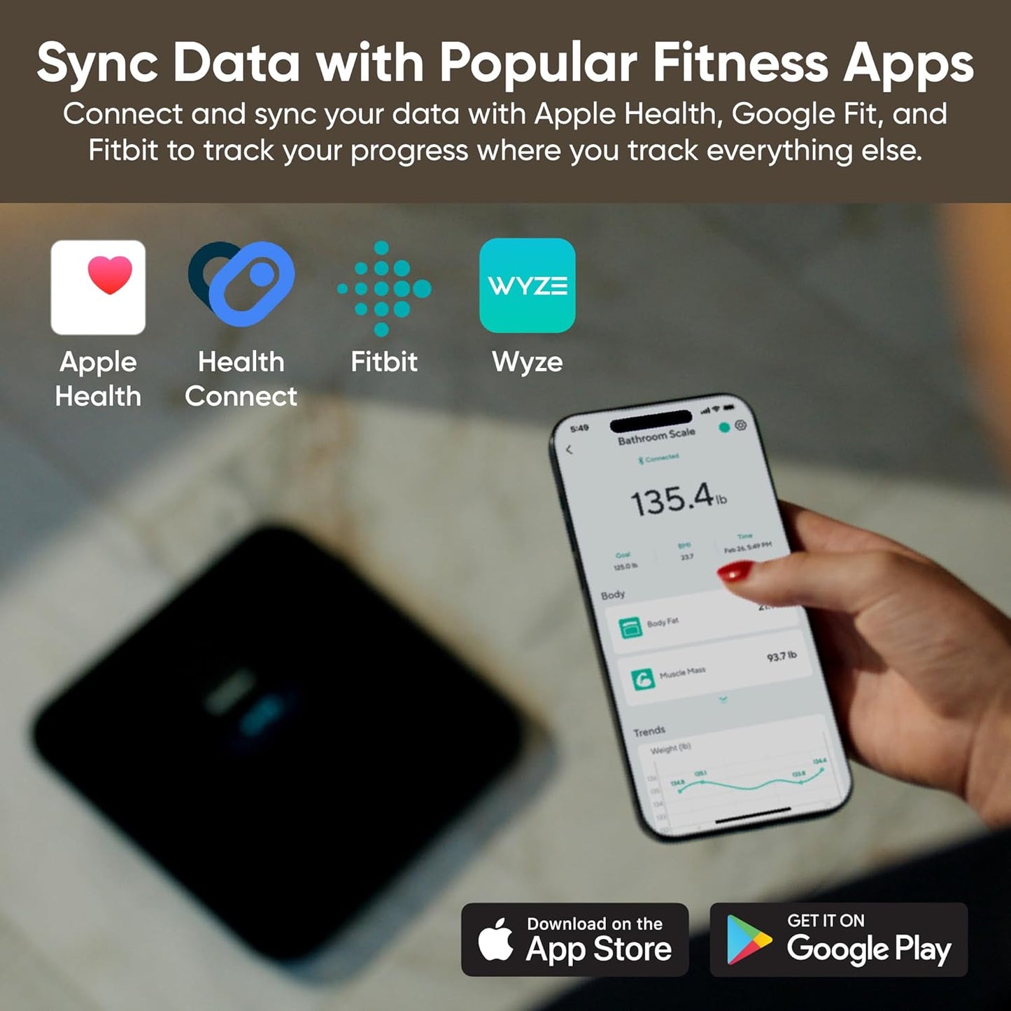 Wyze Smart Scale | Ultra Smart Digital Scale with 4.3" Color Display - Tracks Body Weight, BMI & Heart Rate, 400lbs, Black