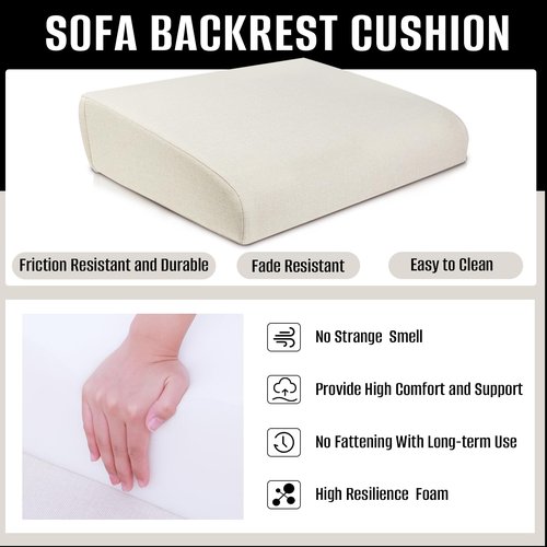 M Mute Touch Couch Back Cushions Pillows, Wedge Pillow for Couch & Bed, Back Lumbar Support Pillow, High-Density Foam Backrest Cushion with Linen Cover for Back Pain Relief