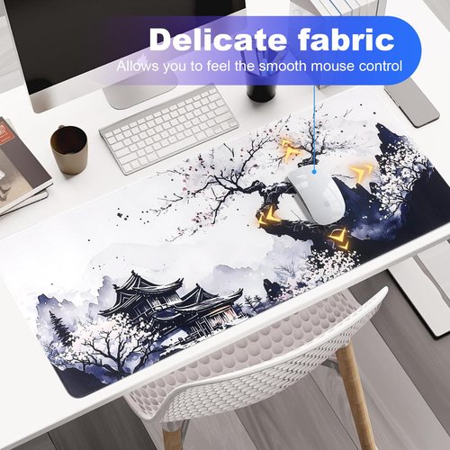 Gaming Mouse Pad Desk Mat Large XL Keyboard and Mouse Accessories Computer Mats Desktop Anime White Big Extra Long Full Size Pad Mousepad Deskpad Non-Slip Cover Mats for Office