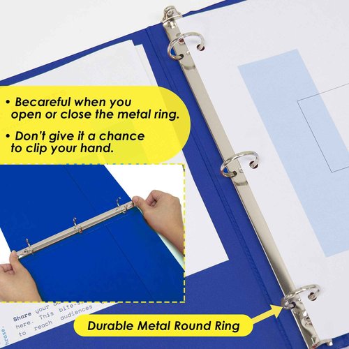 BAZIC Products 3 Ring Binder 1" Economy View Binders Organizer - Blue, Round Ring, Hold 175 Sheets Paper, for School Office Home, 12-Count