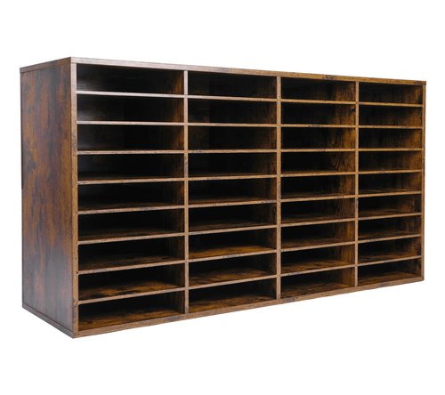 TQVAI Wood Literature Organizer, 36 Slots Classroom Mailbox with Adjustable Dividers, Mail Sorter Organizer Countertop Vertical Heavy Duty Office Mailbox Cubbies, Antique