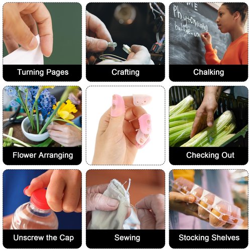 Yuanchu 30 Pcs Rubber Finger Tips, Fingertip Protector Caps Anti-Slip Fingertips Protector Pads Breathable Silicone Fingers Tips Guard for Paper Turning Hand Sewing Money Counting Guitar Playing