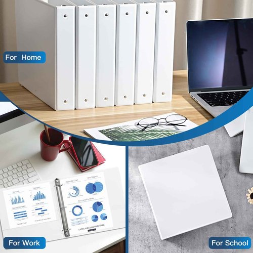 1.5-inch 3 Ring-Binder with 2 Interior Pockets, Premium 1.5''-Binders Holds 325 Sheets US Letter Size 8.5'' x 11'' Paper - Durable, Versatile Binders for Office, Home, and School Use, 6 Pack (White)