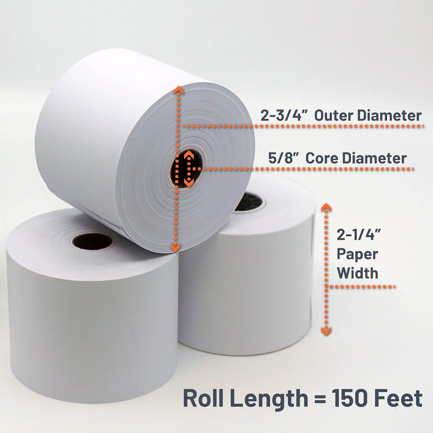 Victor Calculator Paper Rolls - 2.25" x 50 ft White Printing Paper for Adding Machines | 3 Pack