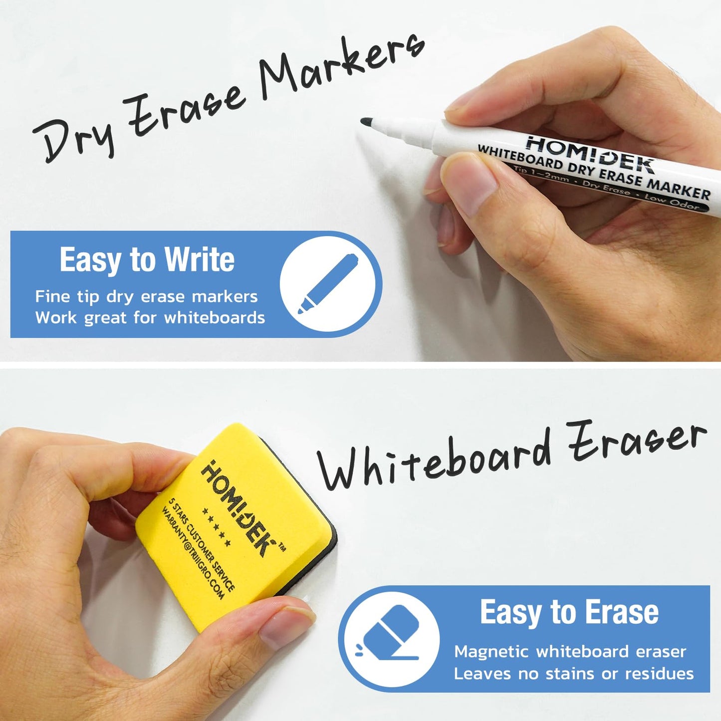 HOMiDEK Magnetic Whiteboard for Fridge, 3 Pack Small Magnetic Dry Erase Boards with 4 Markers & 1 Eraser, Reusable Blank Magnet White Board Sheets for Home, Kitchen, Office, Classroom - 8 x 12