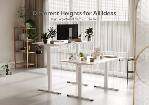 Claiks Electric Standing Desk - Adjustable Height Sit-Stand Home Office Desk | 48x24 Inches, White Frame/Top