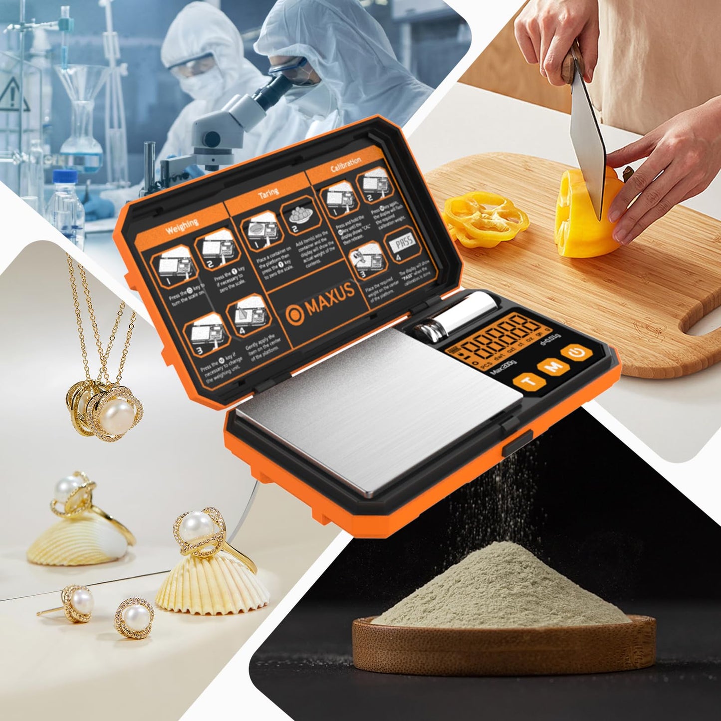 MAXUS Pocket Scale, 200g x 0.01g, with 50g Calibration Weight and USB Cable