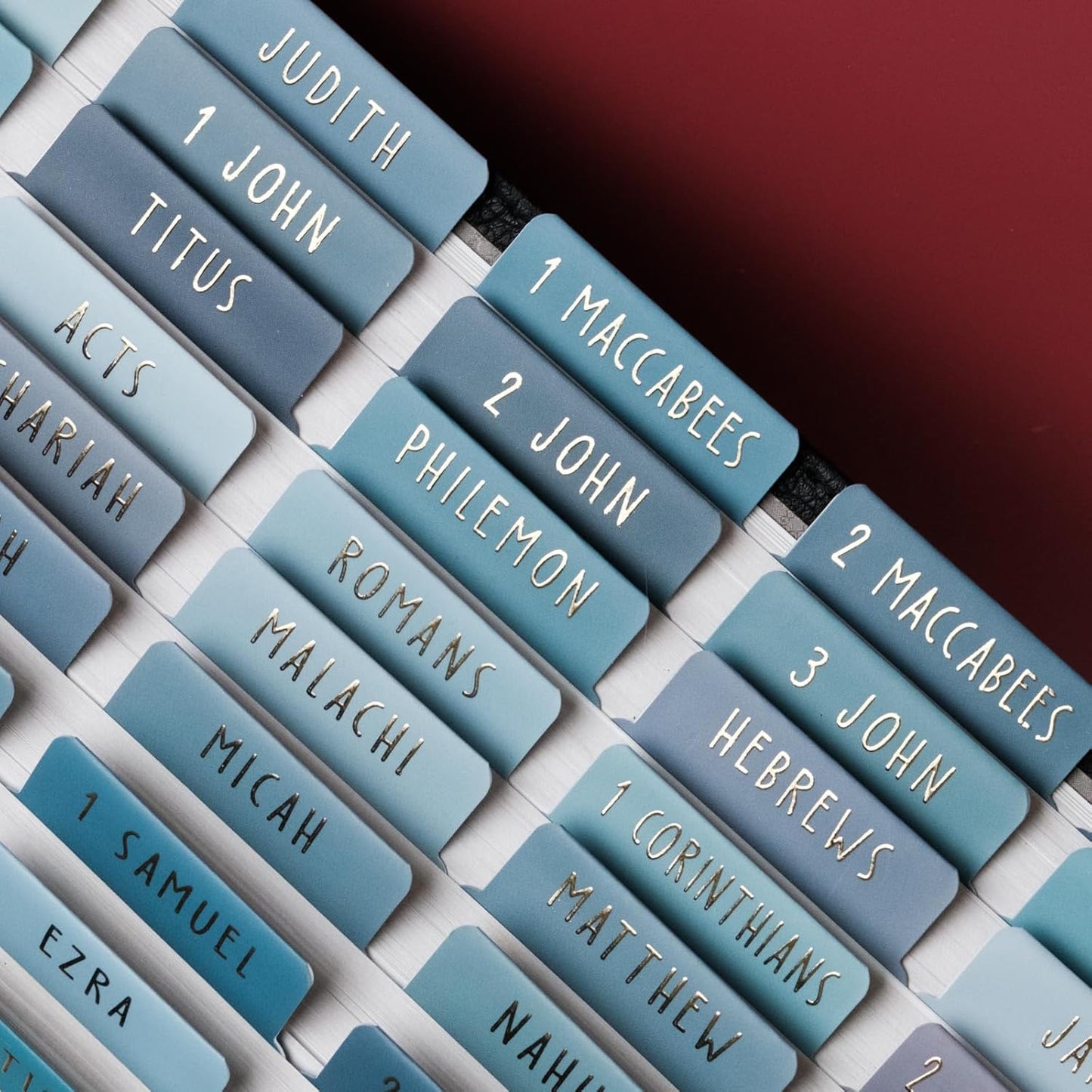 UPAFEXXI Bible Tabs - Laminated with Gold Foil Embossed Lettering | Easy-to-Read Large Print Stickers for 80 Chapters