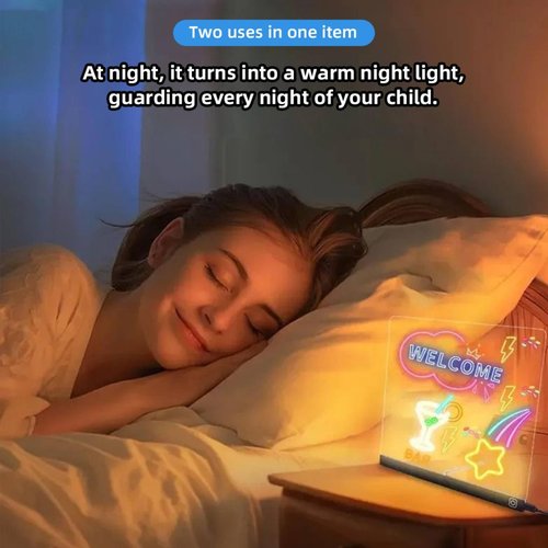 LED Note Board with 7 Colors, Light Up Dry Erase Board with Stand, 7.9"x11.8" Led Drawing Board for Kids, Writing Board with Soft Cloth, USB Cable, Holiday Trend Gift