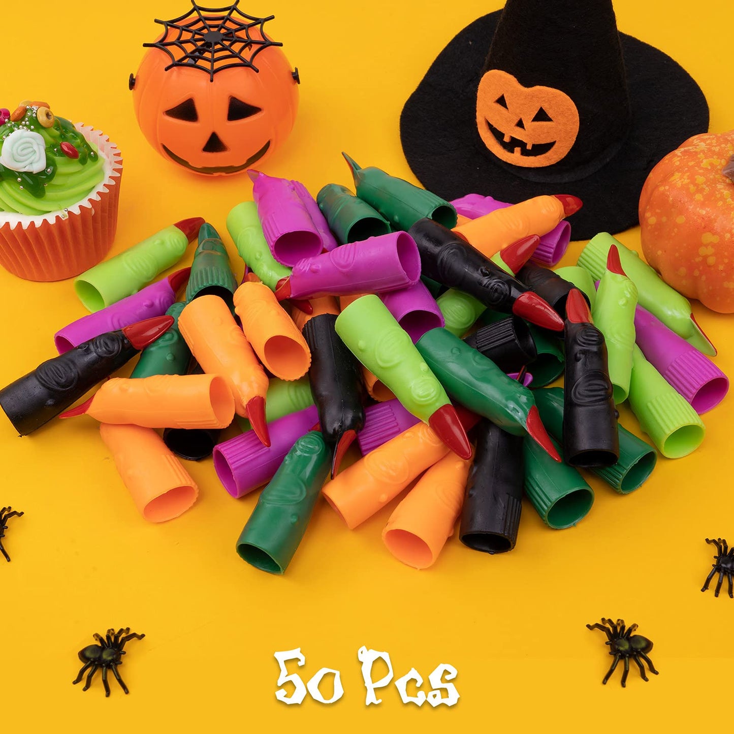 50 Pcs Witch Fingers Multicolor Finger Pointers for Reading