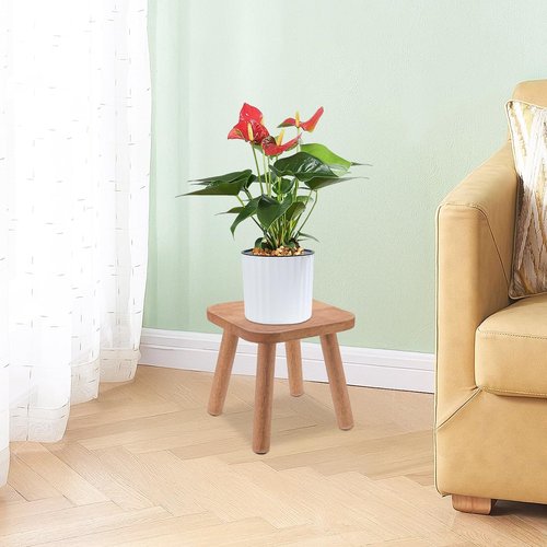 Wooden Step Stool for Adults, Kitchen Stepping Stools with Four Assembled Legs and Non-Slip Pads, Portable One Step Foot Stool Sitting Stool for Bathroom, Living Room, Bedroom (Walnut Color)