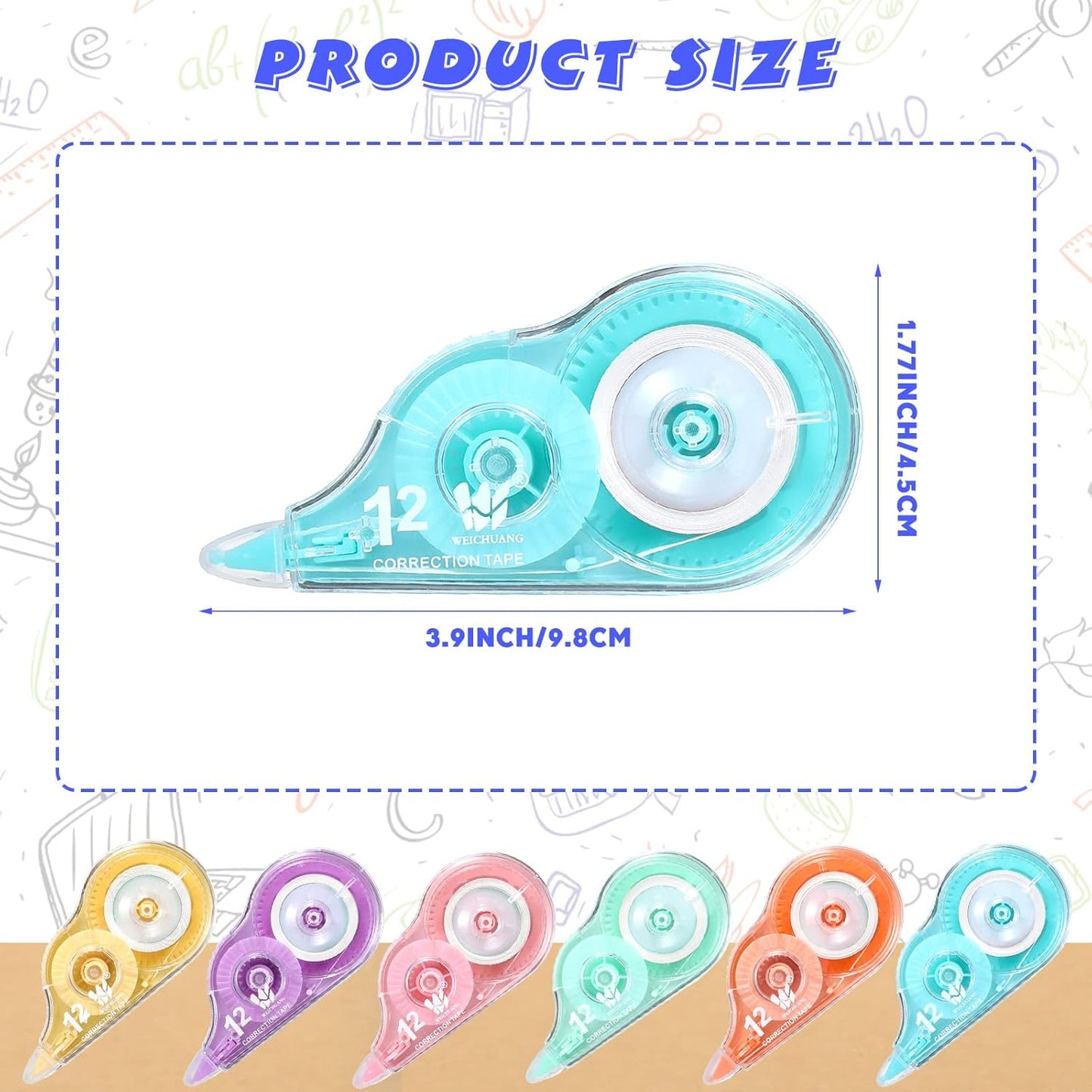 Yexiya Correction Tape - 12 Pcs White 0.2 Inch x 39.4 Feet Easy-To-Use Applicator | Back to School Supplies