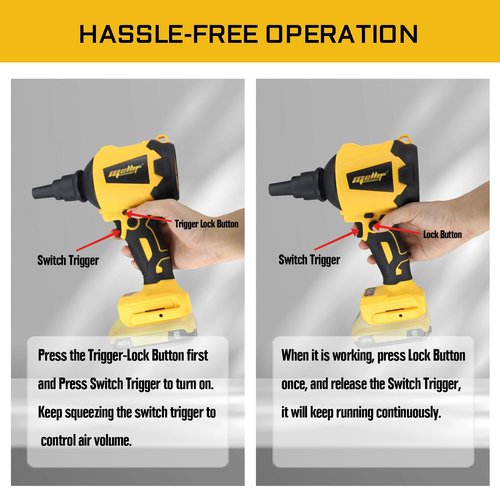 High Volume Compressed Air Duster Compatible with Dewalt 20v Battery- 3 Speeds, 50000RPM Brushless Motor, LED Light, 7 Multi-Use Accessories, Ideal for PC Keyboard, Pool Toy (Tool Only)