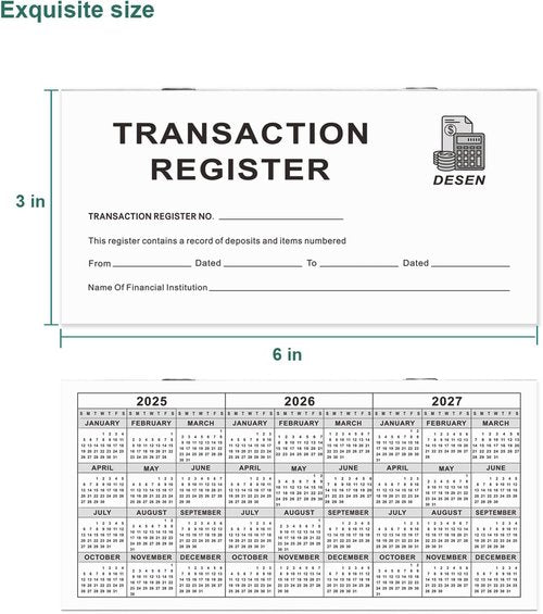 DESEN 30-Pack Check Registers - Universal Blank Ledger for Personal & Business Use | 6"x3" Size