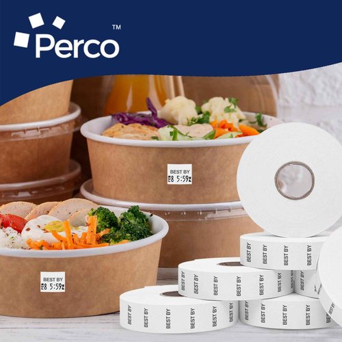Perco Best by Labels for Monarch 1136 Price Gun - Buy 2 Sleeves Get 1 Free | 24 Rolls, 42,000 Marking Labels - with Bonus Ink Rolls