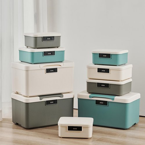 MXCELL Lockable Storage Box – 4.5 Gallon Medicine Secure First Aid Organizer Box Safe w/Adjustable Lock for Home/Office/Outdoor Travel (White)