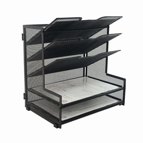 Generic 5-Tier Metal Mesh Desk Organizer, Office File Holder, Paper Organizer for Home Office Furniture, Black