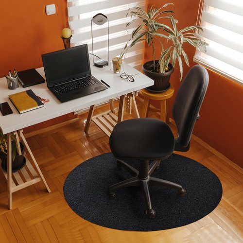 Stranthother 36" Rolling Office Chair Mat for Carpet & Hardwood Floors Round Desk Chair Mat Rug Hard Floor Protector Cover Home Floor Mat for Computer Desk Rolling Chair Office (Black)
