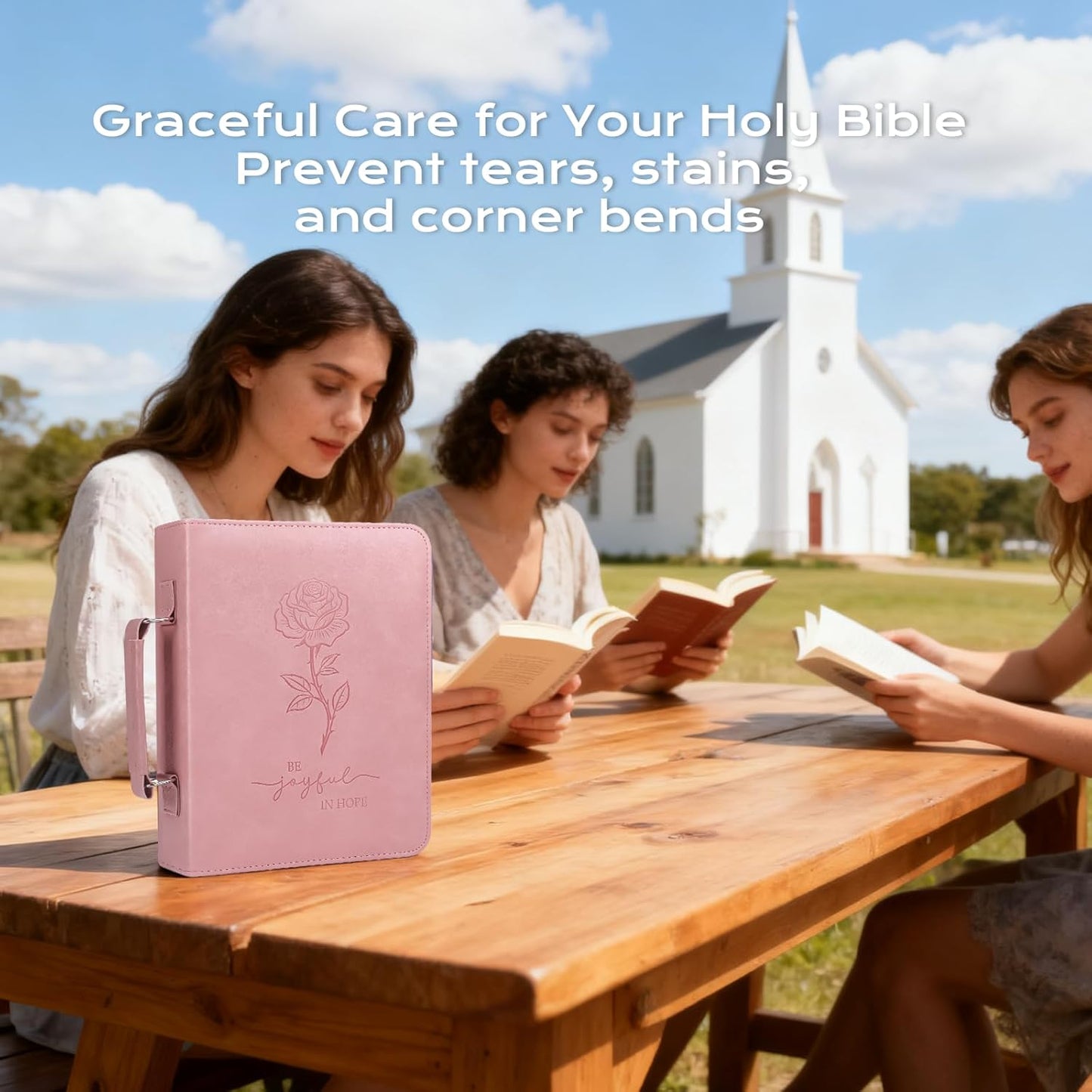XKDOUS Bible Cover Kit - 24 Pcs Large Church Bag with Study Supplies, Leather Case for Women