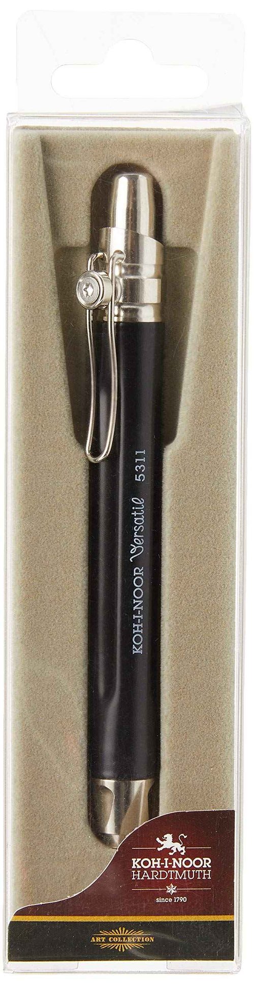 Koh-I-Noor Mechanical Hardtmuth Lead Holder with 5.6mm x 80mm Lead, Black with Clip, 1 Each (5311CN1005PK) (Pack of 3)