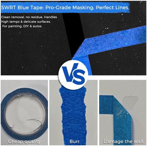 SWRT Blue Painter's Tape 1 Inch x 55 Yards x 24 Rolls (1320 Yards Total) – Multi-Surface Masking Tape, Clean Removal, No Residue, for Walls, Trim, DIY, Crafts & Painting Projects