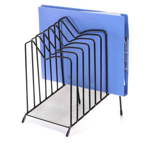 WRINGKIT Incline File Sorter, 8 Compartment File Paper Organizer, Standing Wire Organizer Rack with Anti-slip Pads, File Holder for Desk, Office, Home