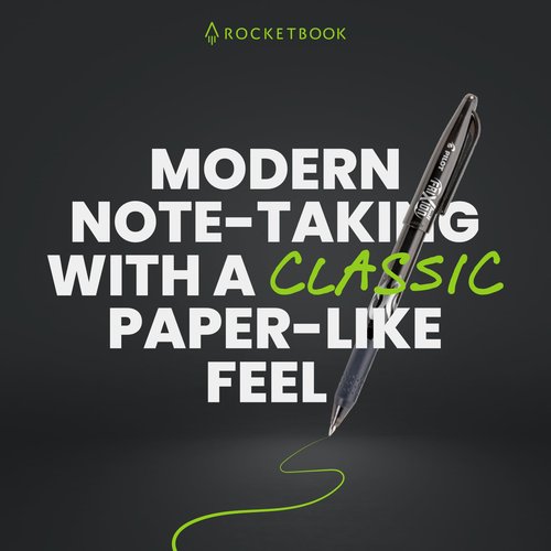 Rocketbook New Core Reusable Spiral Notebook, Executive Size 6x8.8, Black - Dotted Pages, App-Connected, Erasable, Durable Cover, Ideal for School, Work, and Creative Projects