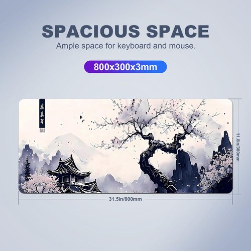 Gaming Mouse Pad Desk Mat Large XL Keyboard and Mouse Accessories Computer Mats Desktop Anime White Big Extra Long Full Size Pad Mousepad Deskpad Non-Slip Cover Mats for Office