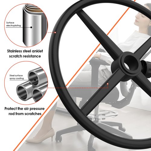 Loodmeo Black 18" Chrome Foot Rest Ring for Drafting Stool or Office Chair,Piston Foot Ring,Foot Rest for Office Chair(Black, 18'')