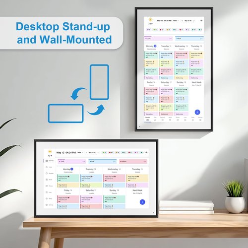 BQQJDD 15.6 Inch Digital Calendar&Chore Chart, 1920 * 1080P Full HD Touchscreen Interactive Display Smart Family Planner, Wall and Desk Mountable, Great for Organizing Your 2025 Calendar