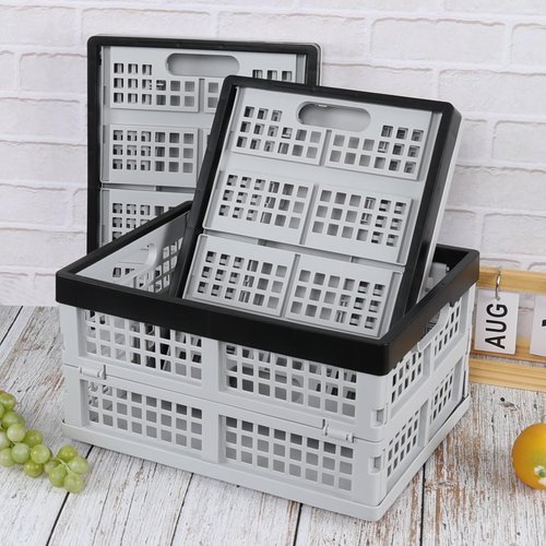 Cand 3 Packs 16 Quart Folding Milk Crates, Plastic Collapsible Storage Crate