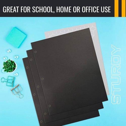 Better Office Products | Two Pocket Portfolio Folders - 50 Pack, Letter Size, Black Color