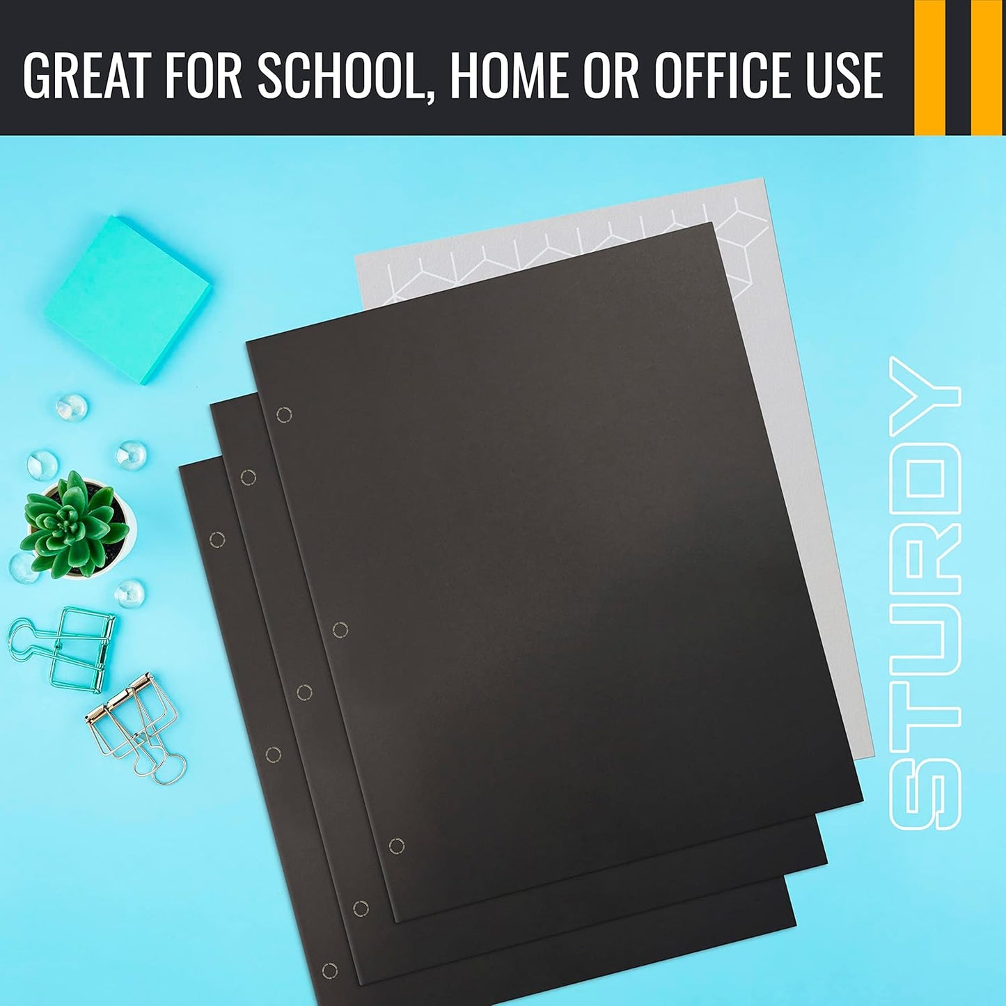 Better Office Products - Two Pocket Portfolio Folders | 50-Pack, Black, Letter Size