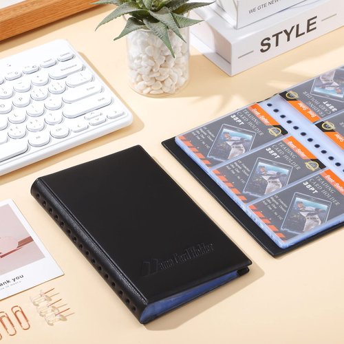 6 Pcs Leather Business Card Book Holder Organizer Sleeve Storage Business Card Holder Organizer 300 Cards Portable Credit Card Organizer Business Card Binder for Men Women Office