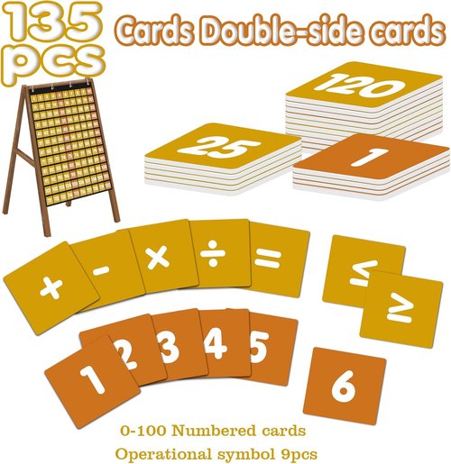 Regine Switzerland 1-120 Number Chart - Large Classroom Pocket Chart with 135 Cards | Essential Math Supplies for Kids
