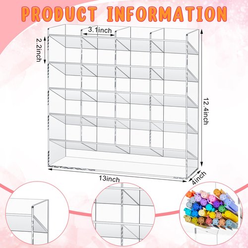 MotiMind Acrylic Pen Organizer Storage Vertical Marker Organizer Acrylic Pen Display Holder for Office Desk Desktop Stationery Pencil Storage(Clear,13 x 4 x 12.4 Inch)