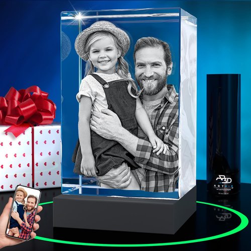 ArtPix 3D Premium Crystal Photo, Personalized Gifts for Women, Wife, Her, Him, Men, Husband, Grandma, Great Customized Gift With Your Own Photo, Custom Glass 3D Laser Etched Picture Wedding
