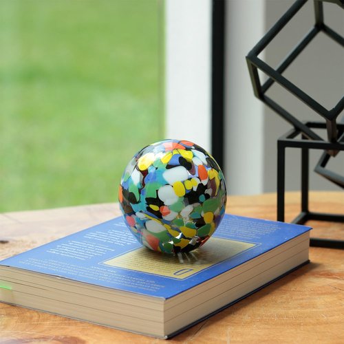 Ca D Oro Big Ball Glass Paperweight Multicolor Confetti Hand Blown Murano-Style Art Glass
