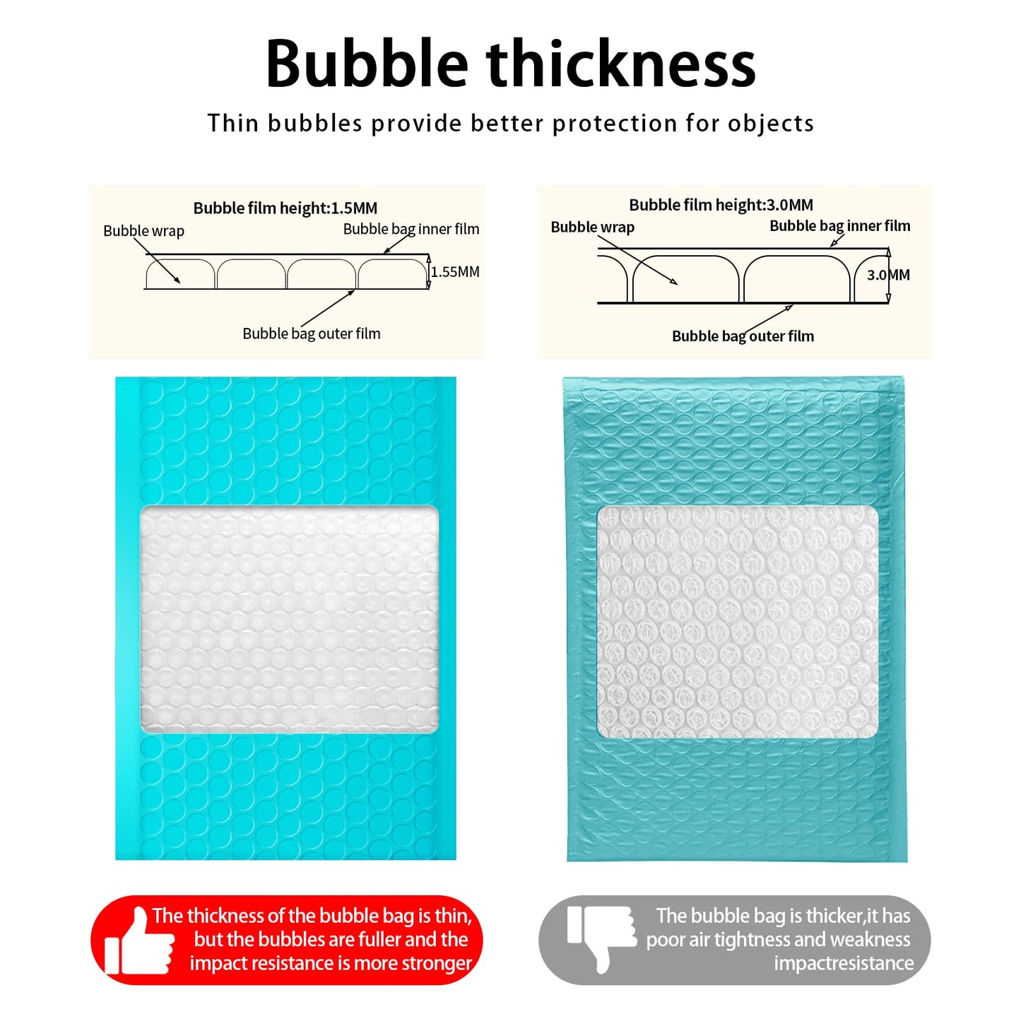 packbabol Bubble Mailers, 4x7 Inch Padded Bubble Mailers Pack of 100 Bubble Envelopes Opaque Self Seal Adhesive Waterproof Bags for Shipping and Packaging (Teal, 4x7-100)