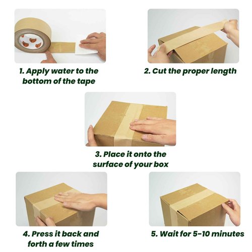 TAPEBEAR Water Activated Tape, Fiber Reinforced Gummed Tape 2inch x 165ft, Eco-Friendly Kraft Paper Tape Biodegradable Brown Packing Tape for Security Sealing, 24Rolls