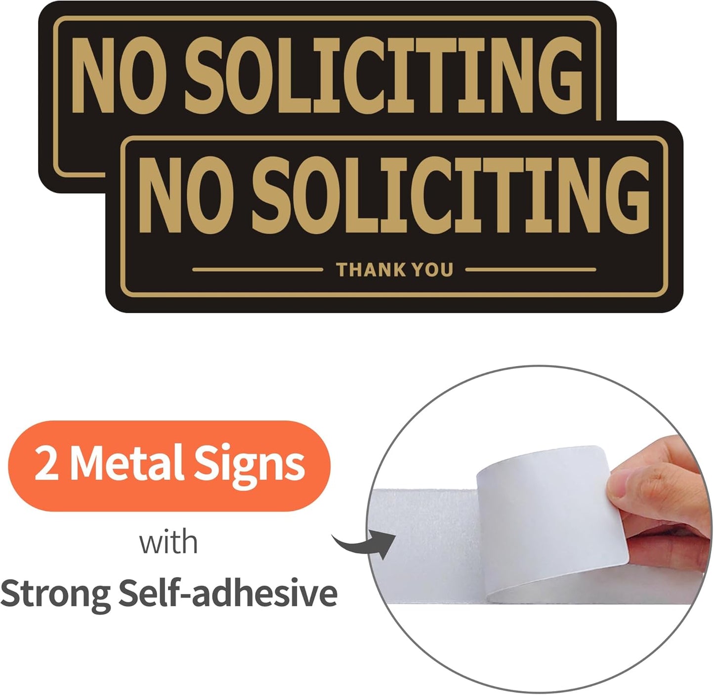 Skiennix No Soliciting Sign - Durable Aluminum Metal | Self-Adhesive 2-Pack for Home & Office