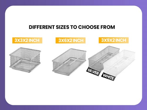YBM HOME Silver Mesh Desk Drawer Organizer Tray for Home and Office - Multipurpose Storage Holder, 1588, 4x12x2 (1588vc)