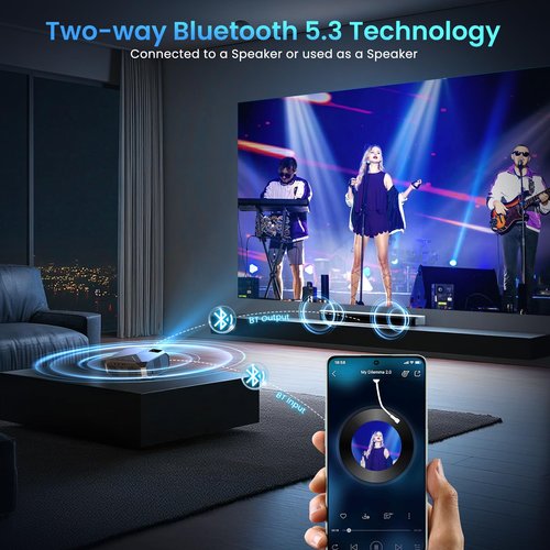[Netflix Officially/High Brightness] Smart Projector with WiFi 6 and Bluetooth 5.3, 4K Outdoor Movie Projector with NETFLIX/Prime Video/YouTube, Portable Proyector Compatible with HDMI/USB/iOS/Android