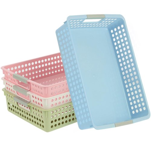 4 Piece Storage Basket Classroom Organization Storage Paper Tray Holds 4A Paper Trays for Classroom Home Handicrafts Storage Library Drawers Office Arts Crafts Supplies