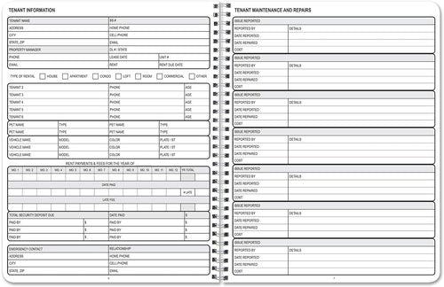BookFactory Rental Property Record Book - 100 Pages Wire-O Log for Landlords | 8.5'' x 11'' Size