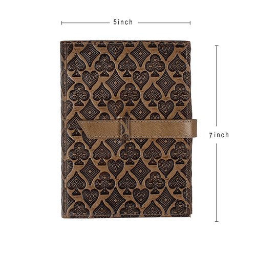 STORE INDYA Vintage Inspired Leather Journal Diary (Playing Cards-Brown) 7"x 5" Inches (90 Pages Book) Mother's Day Gift