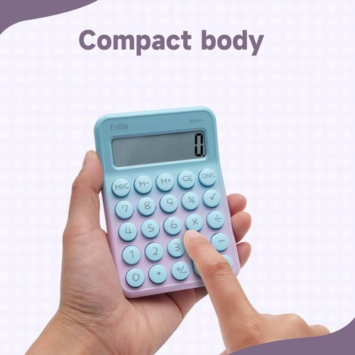 Exlliy Pocket Calculator, Kids 8 Digit Small Desktop, LCD Display, Cute & Aesthetic Mini Calculator (Gradient Purple, S 1 Pcs)